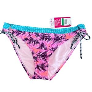 HULA HONEY Swim Bottom Palm Leaf Size Large Coral Purple NWT